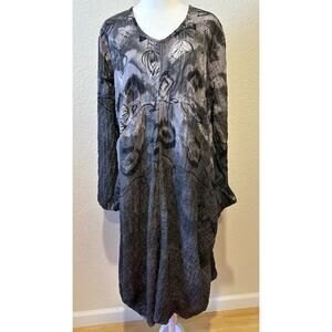 Dress To Kill Jane Mohr Artsy Floral Black Midi Dress Lagenlook Boho One Size